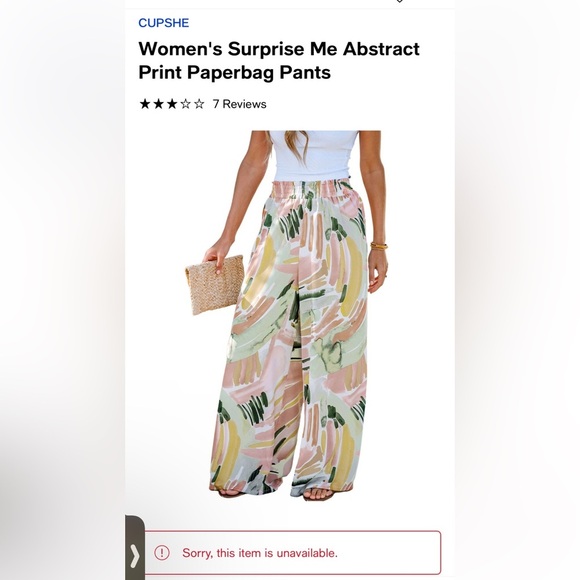 Cupshe Surprise Me Abstract Print Paperbag Wide Leg Pants | NEW/ NWT!!💚⭐️ - Picture 9 of 9